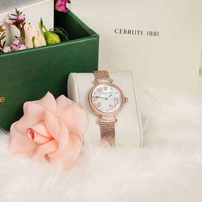 Rose Gold Cerruti 1881 Watch and Flowers For Her