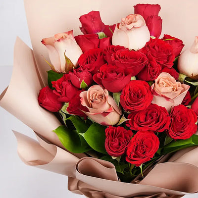 5 Cappaccino and Red Roses Bouquet